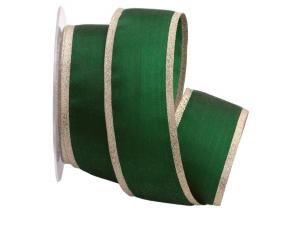 Geschenkband Dekoband Schleifenband Uniband mit breiter Goldkante ca. 50mm grün ohne Draht