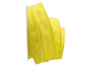 Geschenkband Dekoband Schleifenband Uniband SONDERFARBE gelb hell 25mm mit Drahtkante