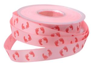 Geschenkband Dekoband Schleifenband Babyband Kinderfüsschen rosa 15mm ohne Draht