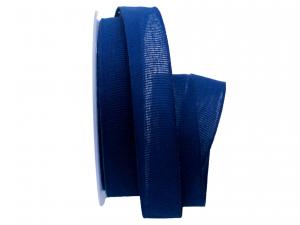 Geschenkband Dekoband Schleifenband Baumwollband Cotton dunkelblau 25mm ohne Draht