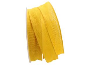 Baumwollband Cotton gelb 25mm ohne Draht