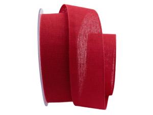 Baumwollband Cotton rot 40mm ohne Draht