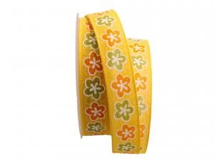 Geschenkband Dekoband Schleifenband Baumwollband Sweet Summer gelb / orange 25mm ohne Draht