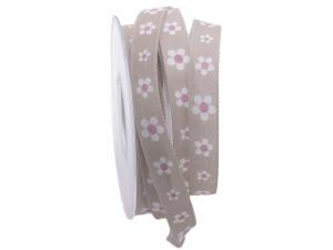 Geschenkband Dekoband Schleifenband Blumenband Fiore natur 15mm mit Angelschnur