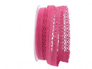 Dekoband Spitze 25mm pink ohne Draht