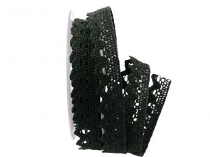 Dekoband Spitze dunkelgrün 25mm ohne Draht