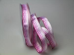 Geschenkband Dekoband Schleifenband Dekoband Waves pink 15mm mit Draht