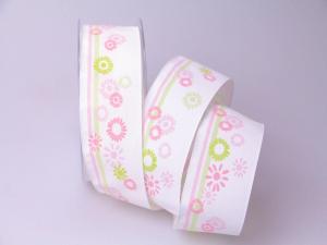 Dekoband Wild Flowers rosa 40mm mit Draht