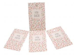 Geschenkanhänger "FÜR DICH" Blümchen und Blätter 16 Stück