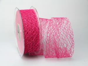 Geschenkband Dekoband Schleifenband Gitterband Floral pink 40mm ohne Draht