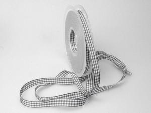 Geschenkband Dekoband Schleifenband Karoband Landhauskarobändchen grau ohne Draht 10mm