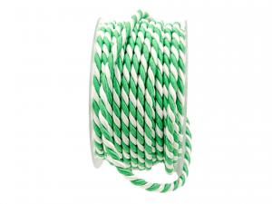 Geschenkband Dekoband Schleifenband Kordel grün / weiß 6mm ohne Draht
