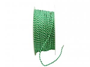 Geschenkband Dekoband Schleifenband Kordel grün / weiß ohne Draht 2mm