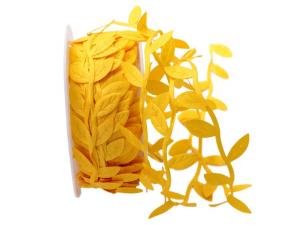Geschenkband Dekoband Schleifenband Motivband Blättergirlande Gelb ohne Draht 26mm