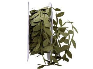Geschenkband Dekoband Schleifenband Motivband Blättergirlande Olive ohne Draht 26mm