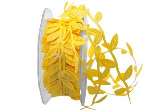 Geschenkband Dekoband Schleifenband Motivband Blättergirlande Pastellgelb ohne Draht 26mm