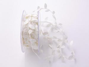 Geschenkband Dekoband Schleifenband Motivband Blättergirlande Weiß ohne Draht 26mm
