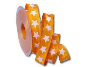 Motivband moderner Stern orange 25mm mit Draht im Bänder Großhandel günstig kaufen!
