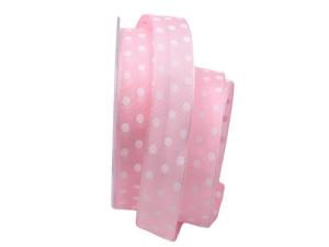 Geschenkband Dekoband Schleifenband Motivband Punkteband rosa 25mm mit Draht