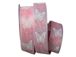 Motivband Schmetterling rosa ohne Draht 40mm