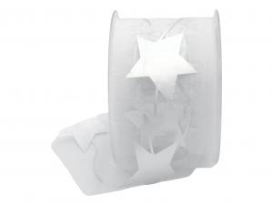 Organza Stern weiß / silber ohne Draht 70mm Organza Stern weiß / silber ohne Draht 70mm
