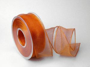 Organzaband orange mit Draht 40mm - Schleifenband günstig online kaufen!