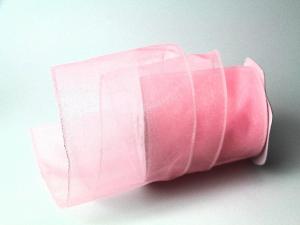 Geschenkband Dekoband Schleifenband Organzaband Organza 100mm rosa mit Draht