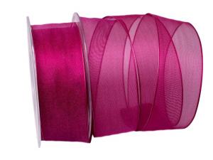 Geschenkband Dekoband Schleifenband Organzaband pink 40mm mit Draht