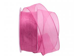 Organzaband pink 40mm mit Draht AKTION