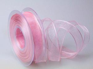 Organzaband rosa 25mm mit Draht im Bänder Online-Shop günstig kaufen