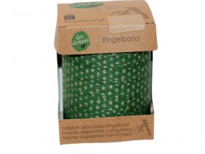Ringelband 100 % Baumwolle grün mit Sterndruck 10mm