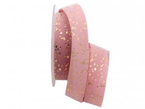 Samtband Goldregen rosa 25mm ohne Draht