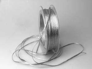 Geschenkband Dekoband Schleifenband Satinbändchen Silberkante Silbergrau ohne Draht 2-3mm