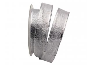 Geschenkband Dekoband Schleifenband Silberband Argenteo silber 25mm mit Draht