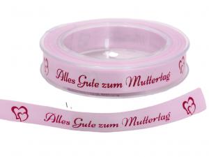 Spruchband "Alles Gute zum Muttertag" altrosa 15mm o.Drah