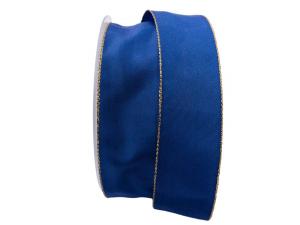 Geschenkband Dekoband Schleifenband Uniband Goldkante blau 40mm mit Draht