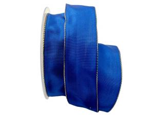 Geschenkband Dekoband Schleifenband Uniband Goldkante blau 40mm mit Draht