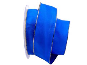 Geschenkband Dekoband Schleifenband Uniband Goldkante blau 40mm mit Draht