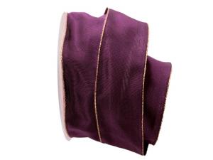 Geschenkband Dekoband Schleifenband Uniband Goldkante lila  40mm mit Draht