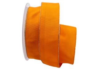 Geschenkband Dekoband Schleifenband Uniband Goldkante orange 40mm mit Draht