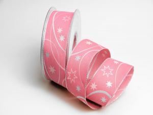 Geschenkband Dekoband Schleifenband Weihnachtsband Circle rosa 40mm mit Draht