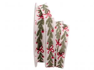 Geschenkband Dekoband Schleifenband Weihnachtsband Fir Garland weiß 15mm mit Nylonkante