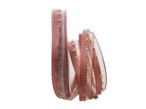 Weihnachtsband Katrineholm rosa mit Nylonkante 15mm
