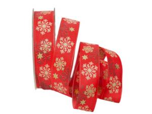Weihnachtsband Kristall rot 25mm mit Draht im Bänder Großhandel günstig kaufen!
