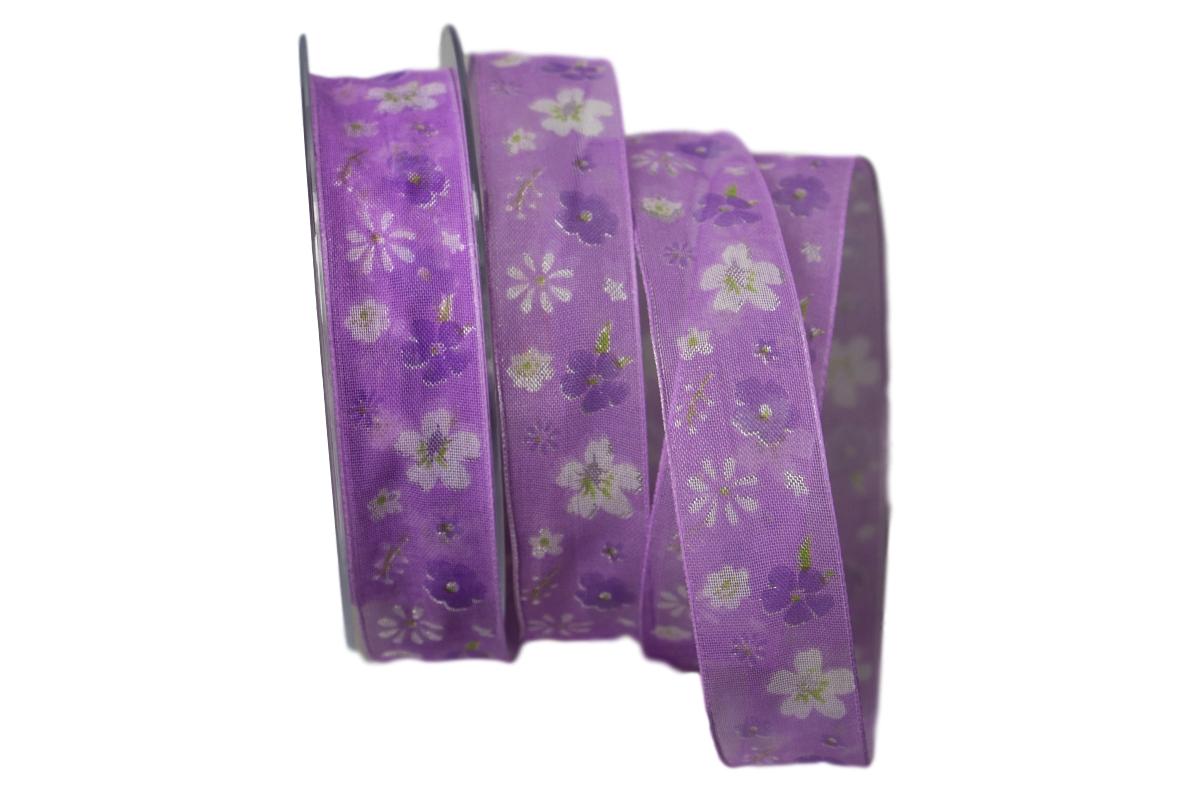 Motivband Bari 25mm flieder mit Draht