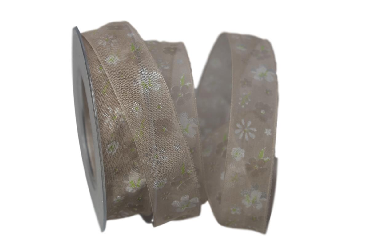 Motivband Bari 25mm toffee / braun mit Draht