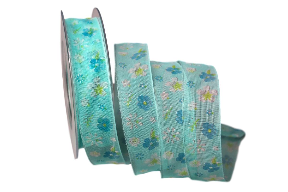 Motivband Bari 25mm türkis mit Draht