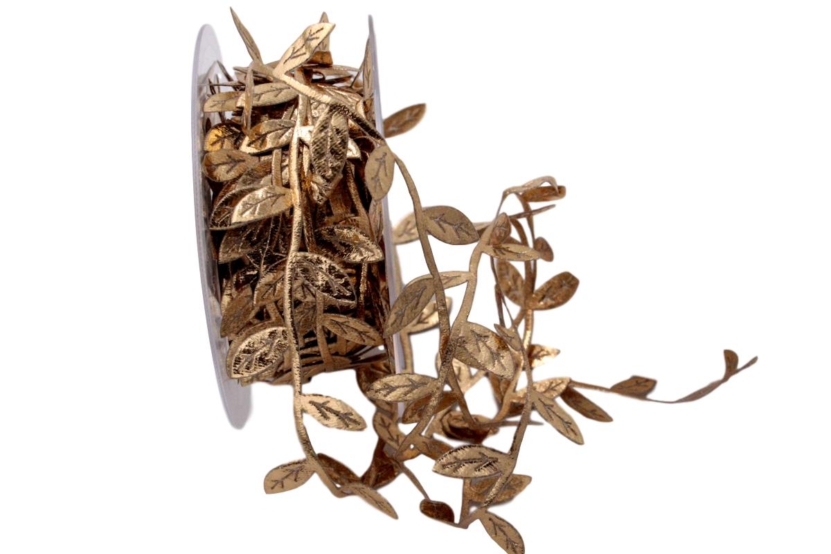 Motivband Blättergirlande Gold ohne Draht 26mm