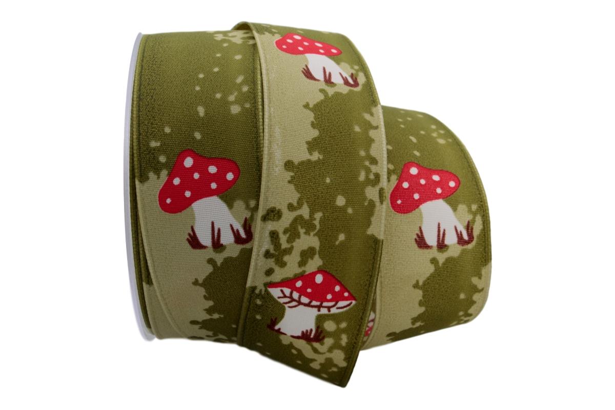 Motivband Fliegenpilz grün 40mm mit Draht