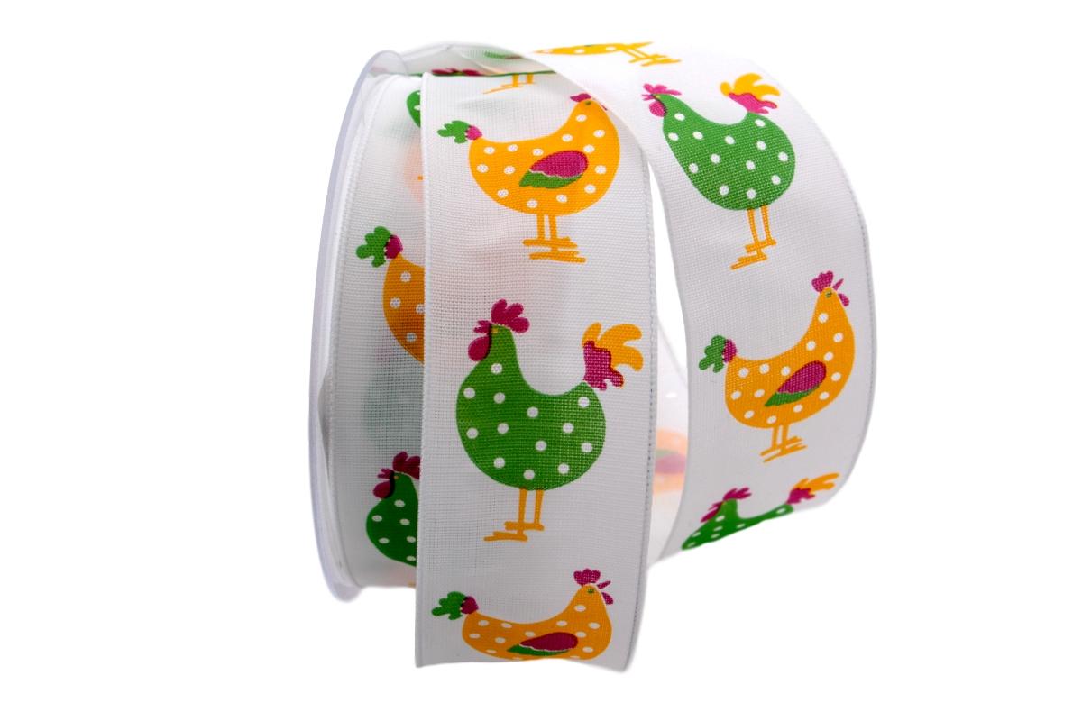 Motivband Hühnerhof grün 40mm mit Draht